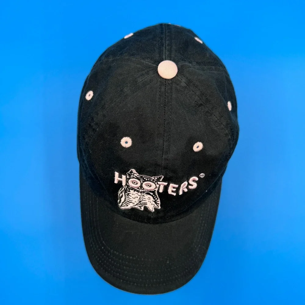 Hooters Tampa Baseball Cap Black Pink Embroidered Owl Logo Adjustable Cotton‎